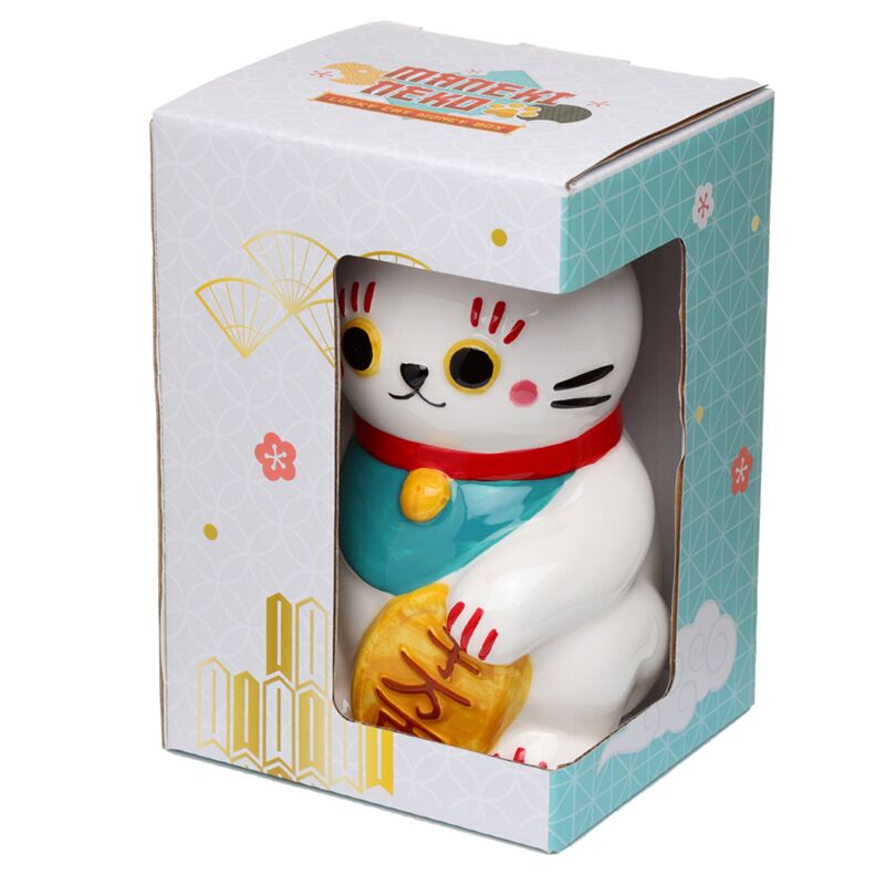 PK Maneki Neko White Ceramic Money Box