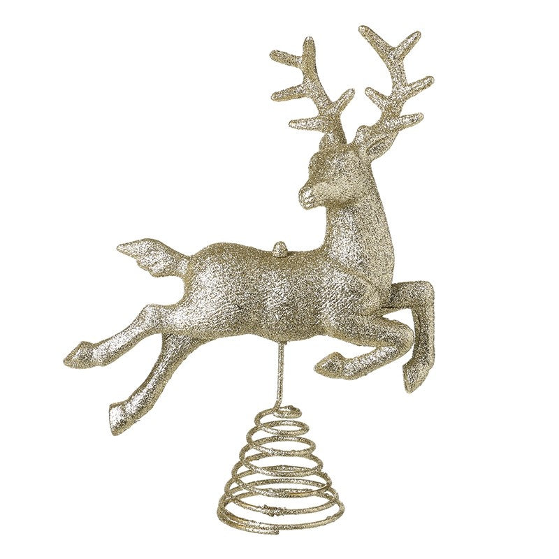 HS Gold Glitter Prancing Deer Tree Topper