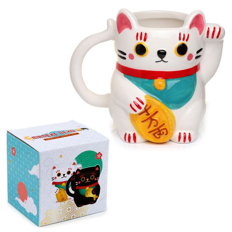 PK Maneki Neko White Ceramic Shaped Mug