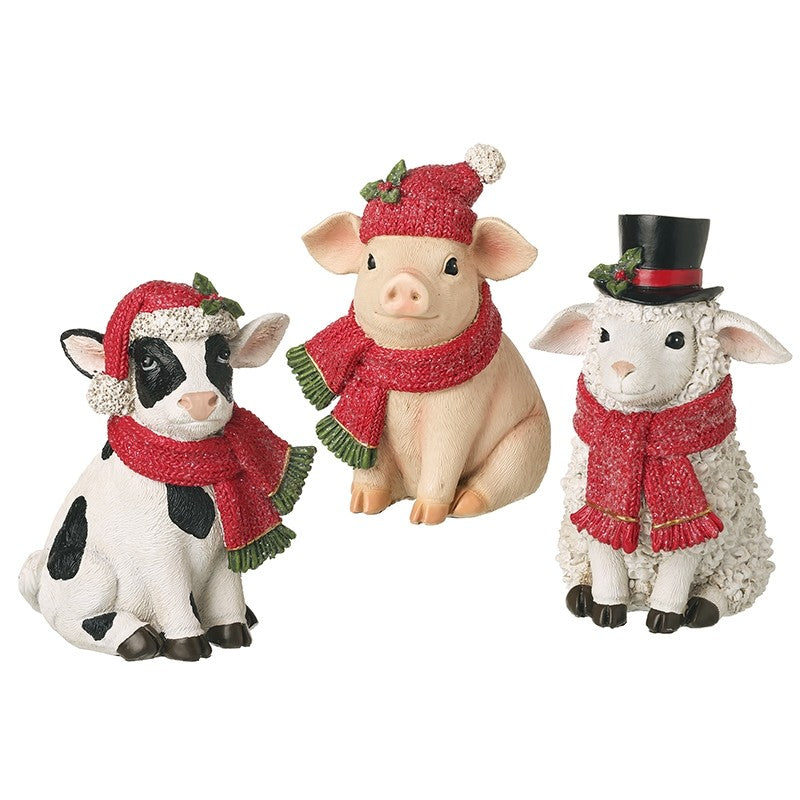 HS Sitting Christmas Farm Animal 3 asst