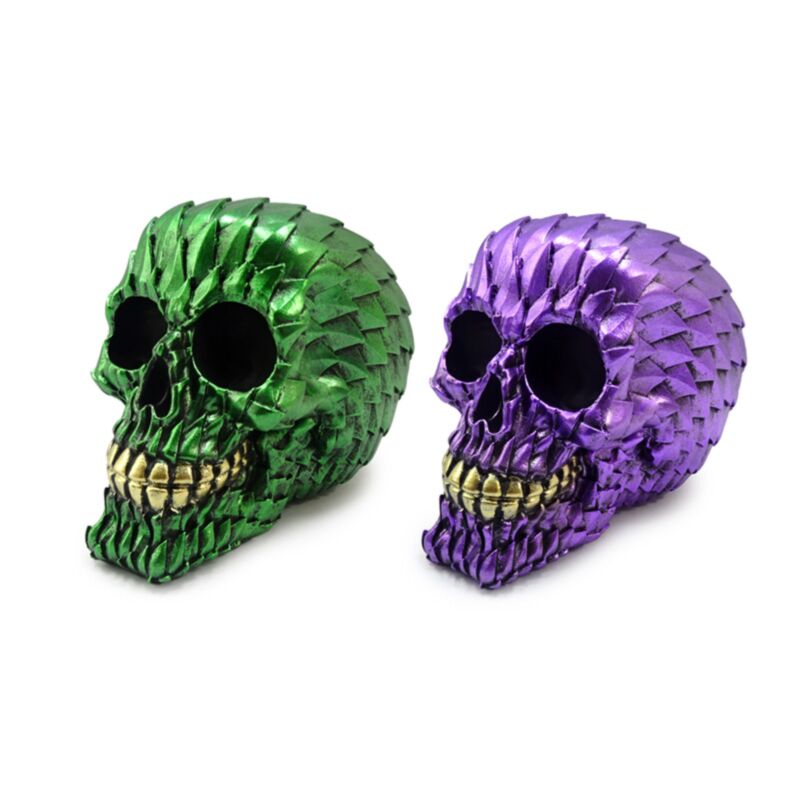 PK Skull with Metallic Dragon Scales Ornament 2 asst