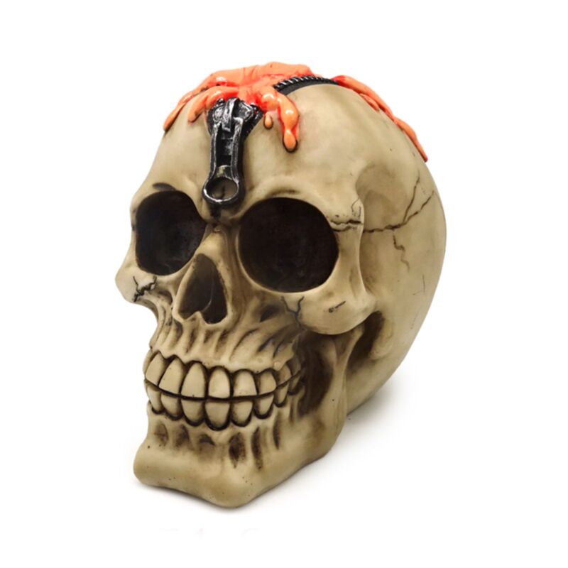 PK Skull with Zipper Head & Oozing Brains Ornament