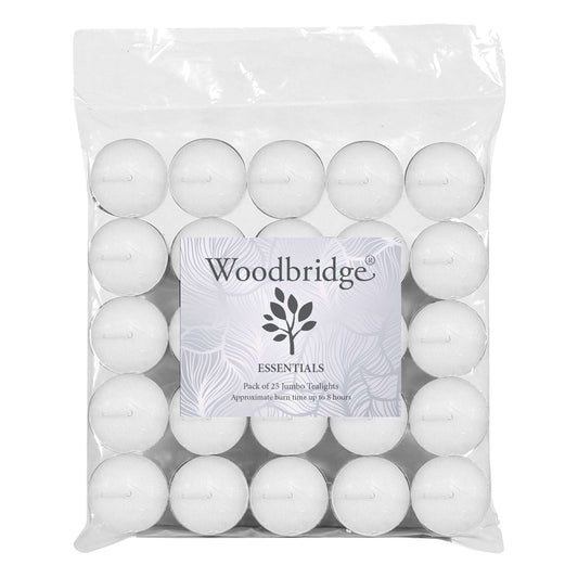 AR Jumbo 8hr Tealight Candles White 25 pack
