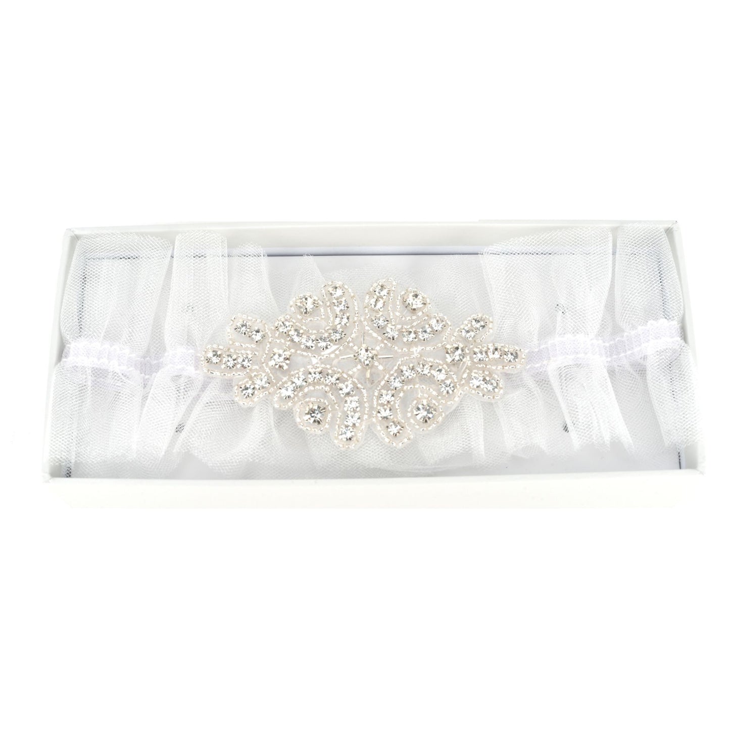WDP Amore Garter - White Tulle Diamante