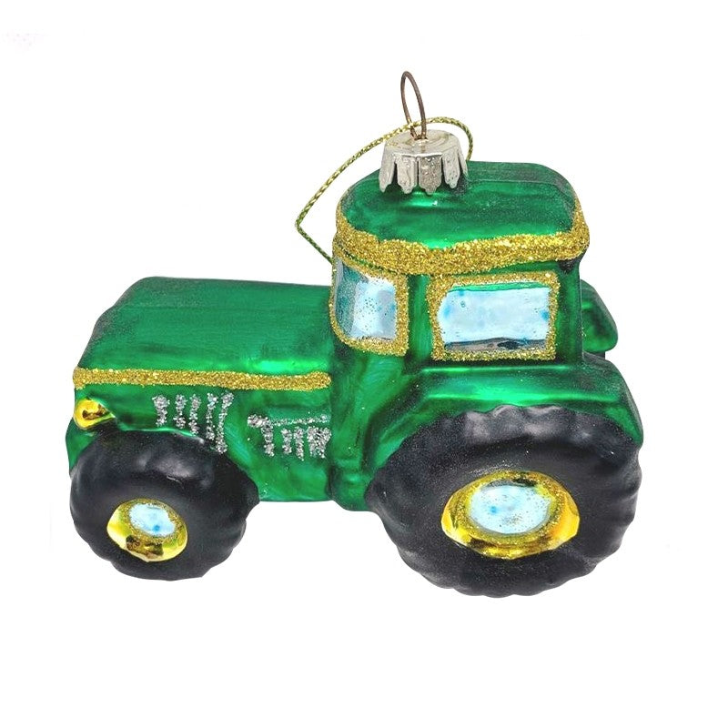 HS Hanging Glass Green Tractor