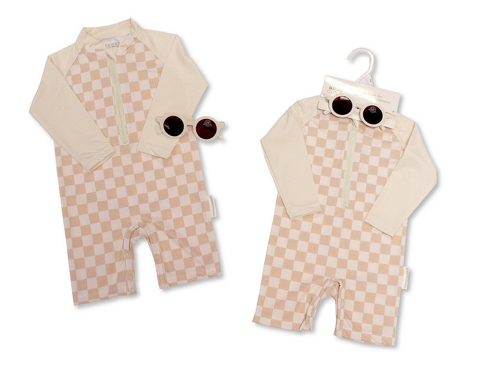 SB Baby Boy Zip Up Swimsuit Sand