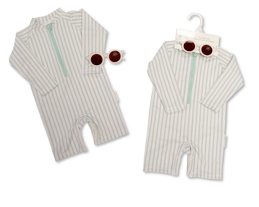 SB Baby Boy Zip Up Swimsuit Sage