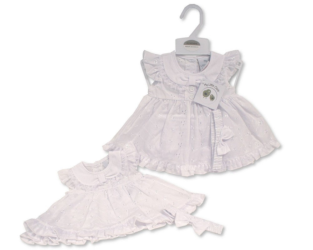 SB Baby Dress White Lace Embroidery