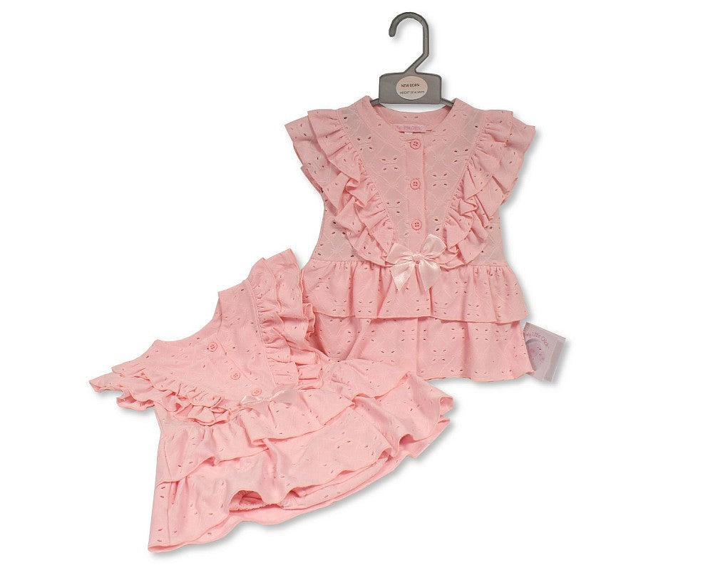 SB Baby Girls Romper Dress w/ Bow - Pink