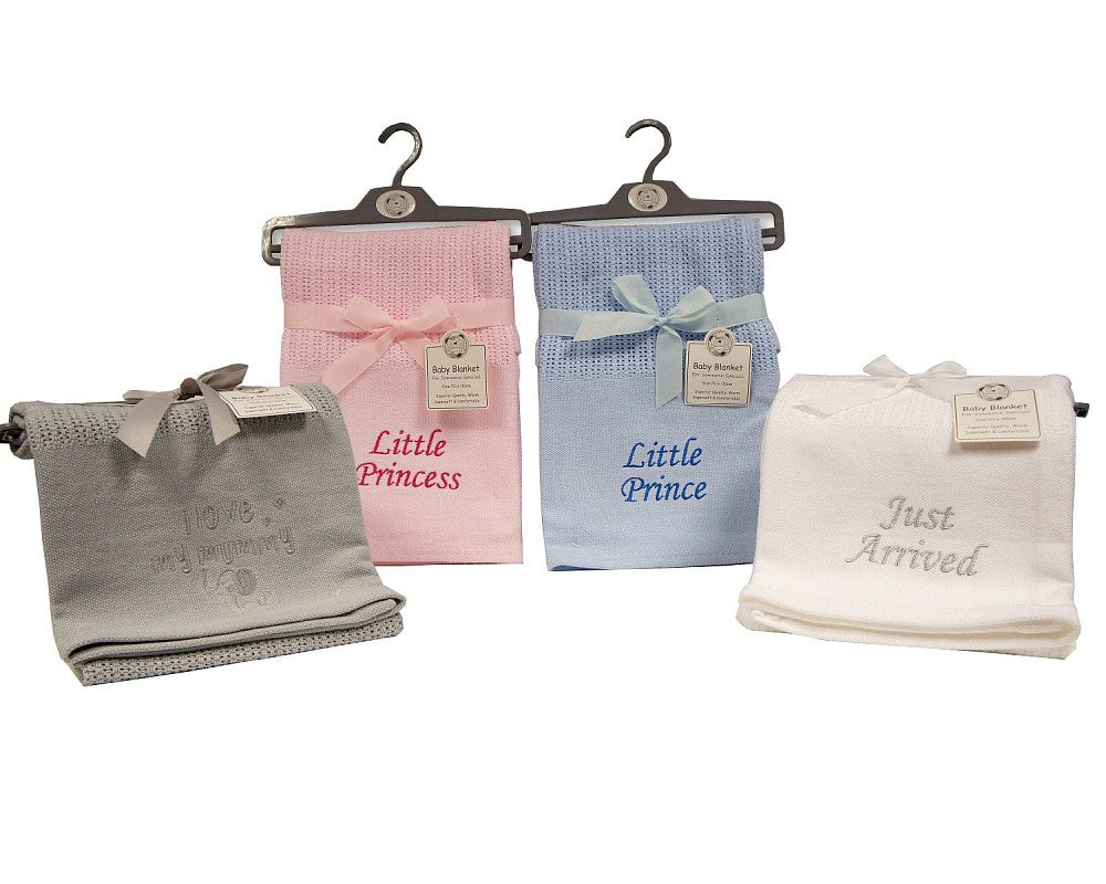 SB Baby Cellular Blanket with Embroidery Asst