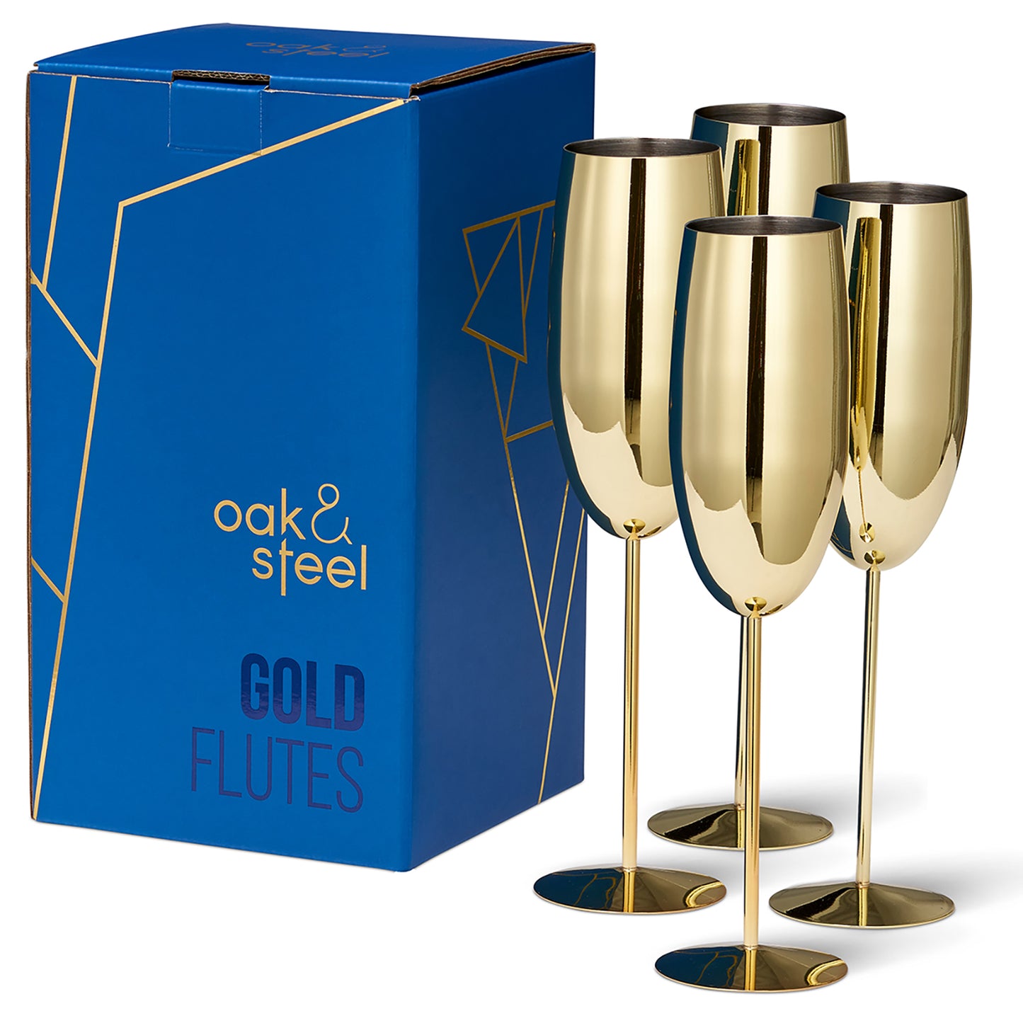 OS 4 Gold Champagne Flutes Stainless St