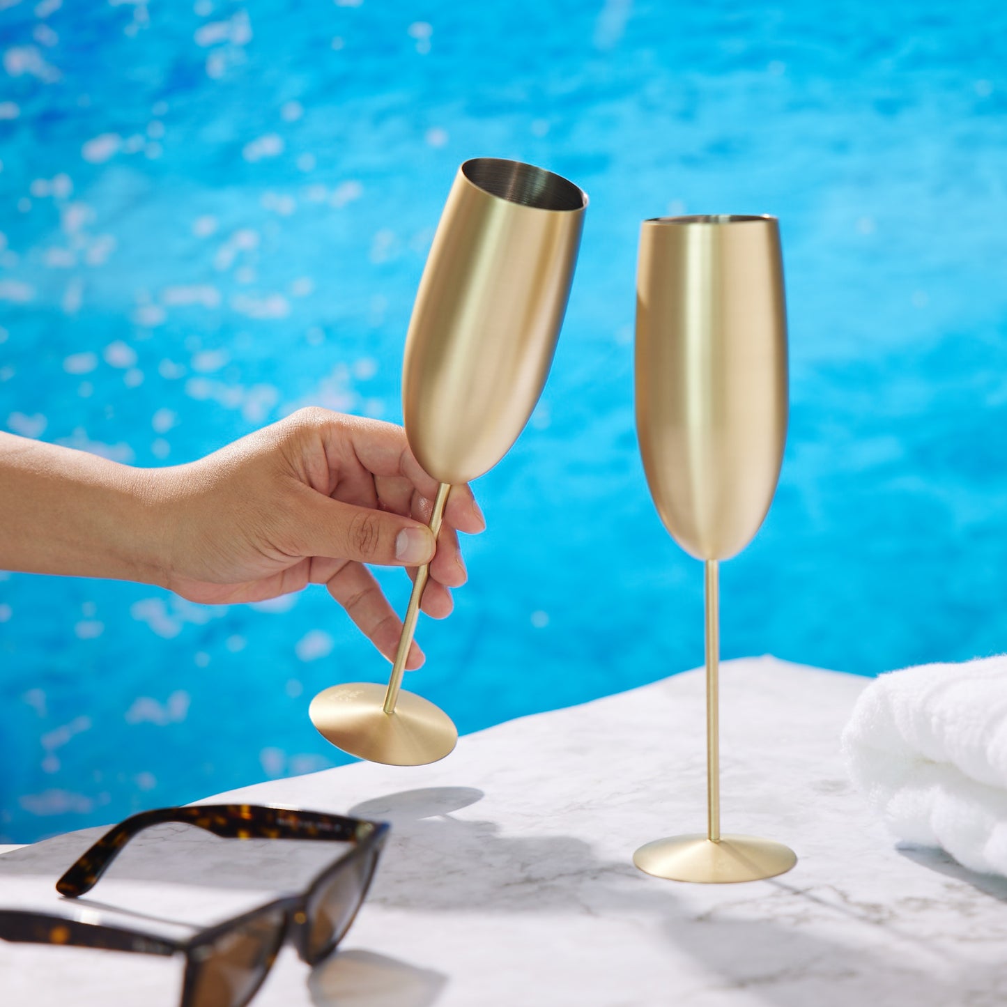OS 4 Matt Gold Champagne Flutes S/S