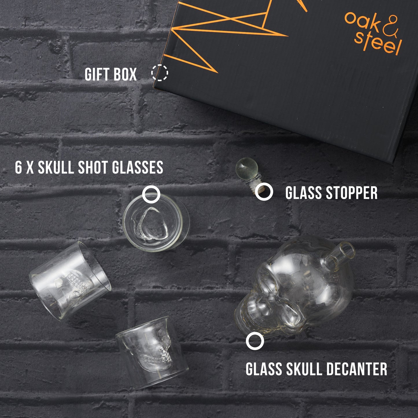 OS Skull Whiskey Decanter Set