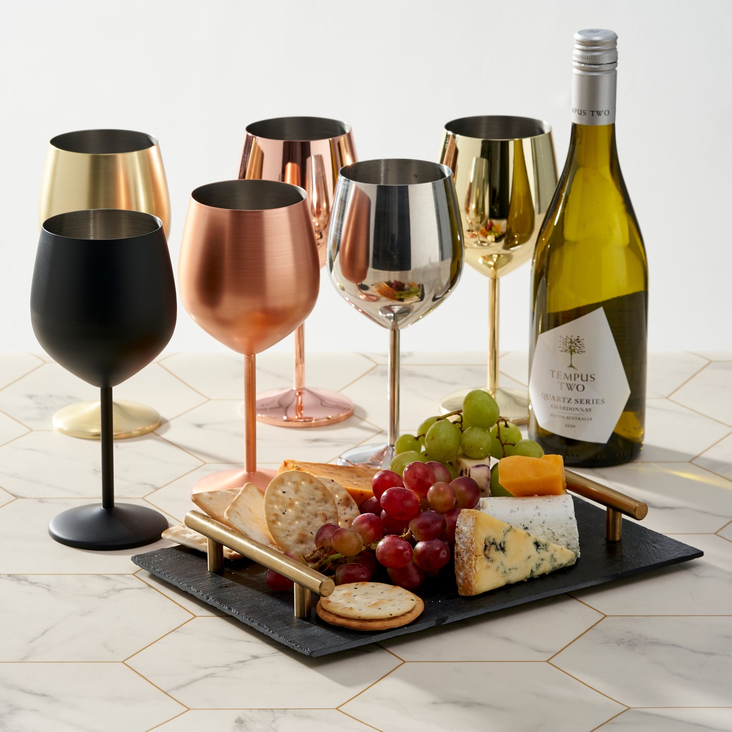 OS 4 Matt Rose Gold Wine Glasses S/S