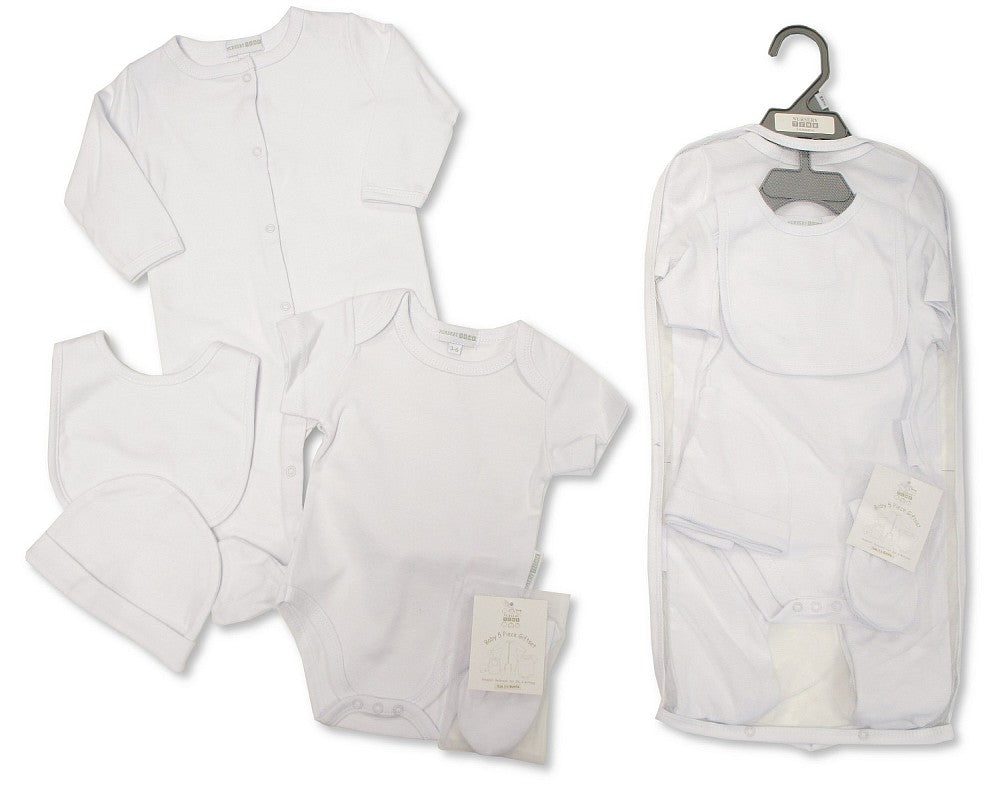 SB Baby 5 pcs Gift Set in Mesh Bag - Plain White N