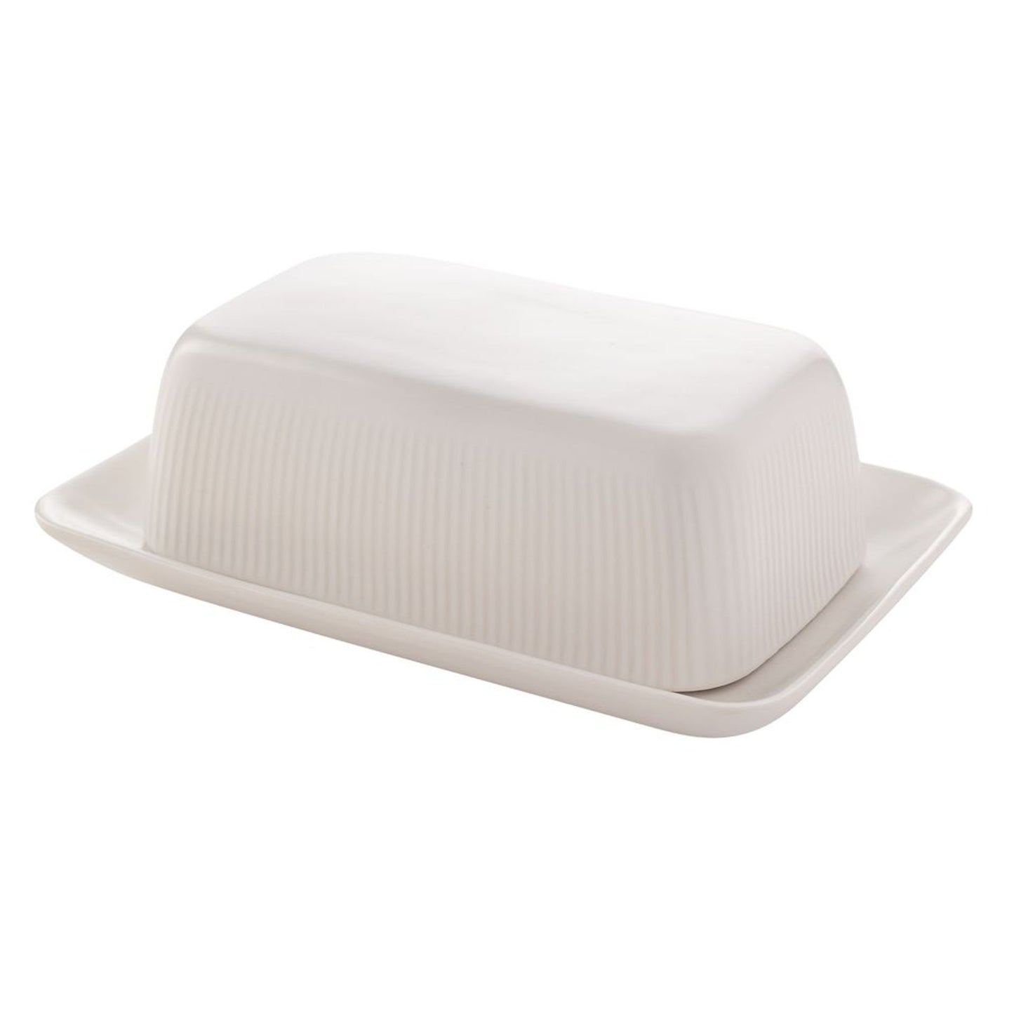 WDP Hestia White Ribbed Butter Dish*