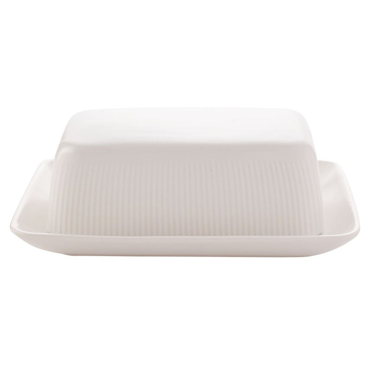 WDP Hestia White Ribbed Butter Dish*