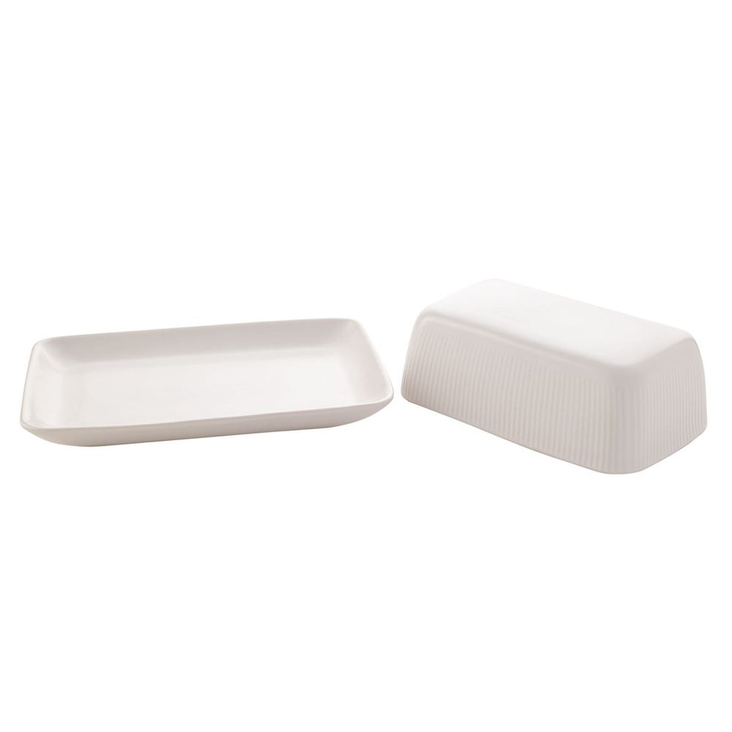 WDP Hestia White Ribbed Butter Dish*