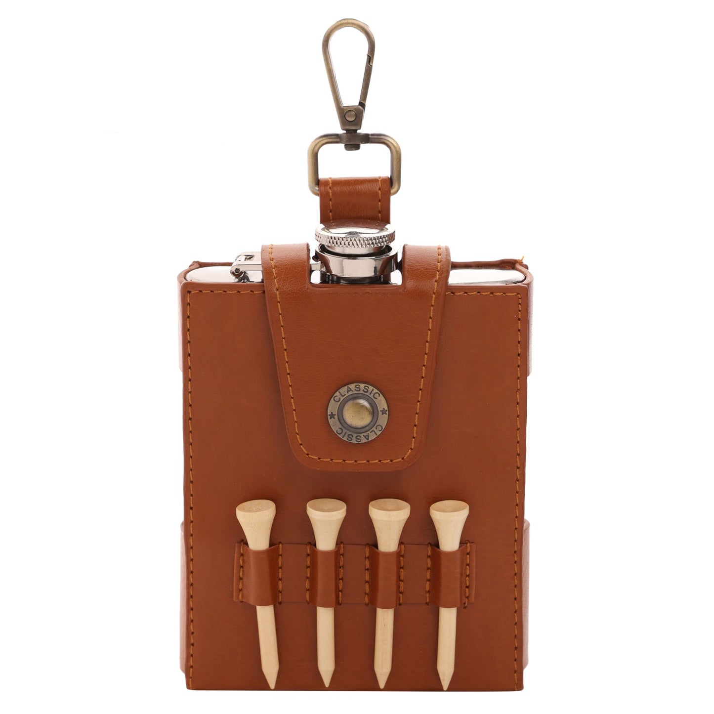 WDP Golfers Hip Flask Gift Set - Tan