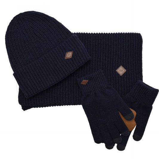 WDP Harvey Makin Layers Hat Gloves and Scarf Gift Set - Navy Blue