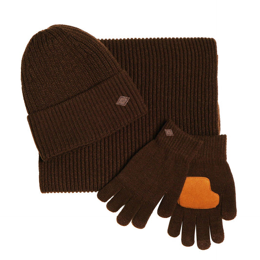 WDP Harvey Makin Layers Hat Gloves and Scarf Gift Set - Chocolate