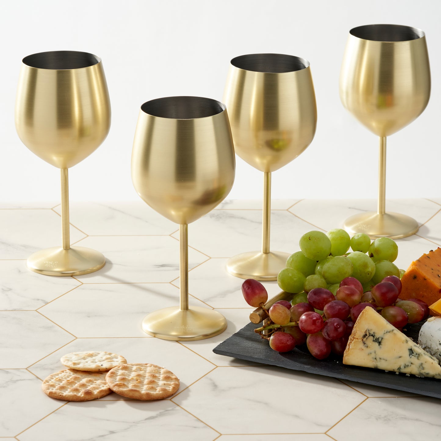 OS 4 Matt Gold Wine Glasses S/S