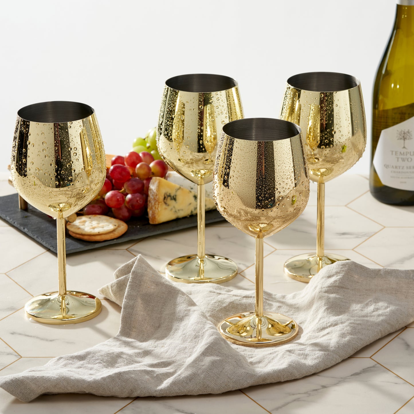 OS 4 Gold Wine Glasses S/S