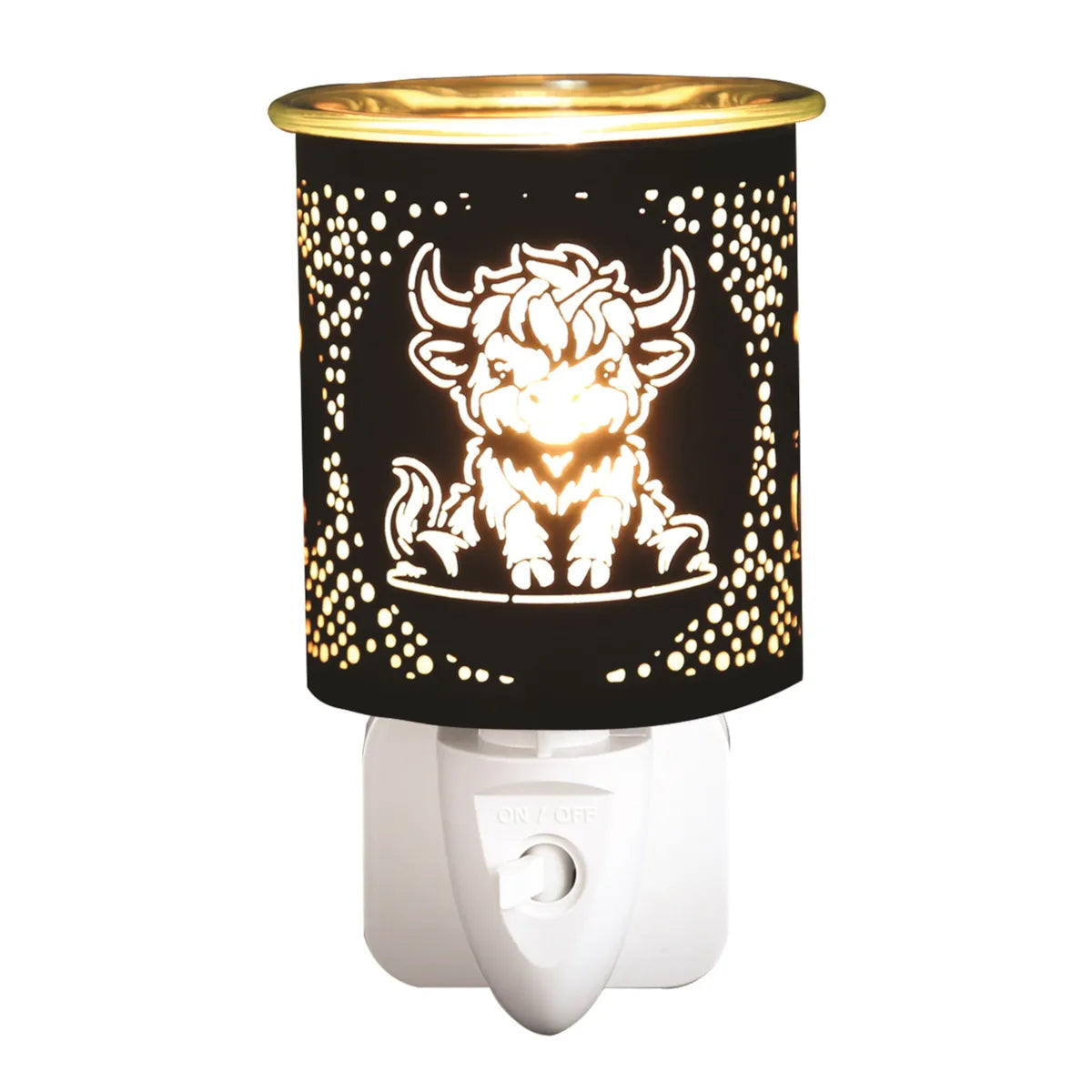 Plug In Black & Gold Highland Cow 13cm