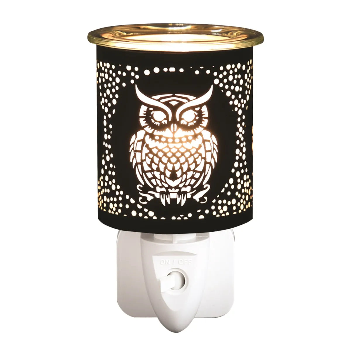 Plug In Black & Gold Owl 13cm