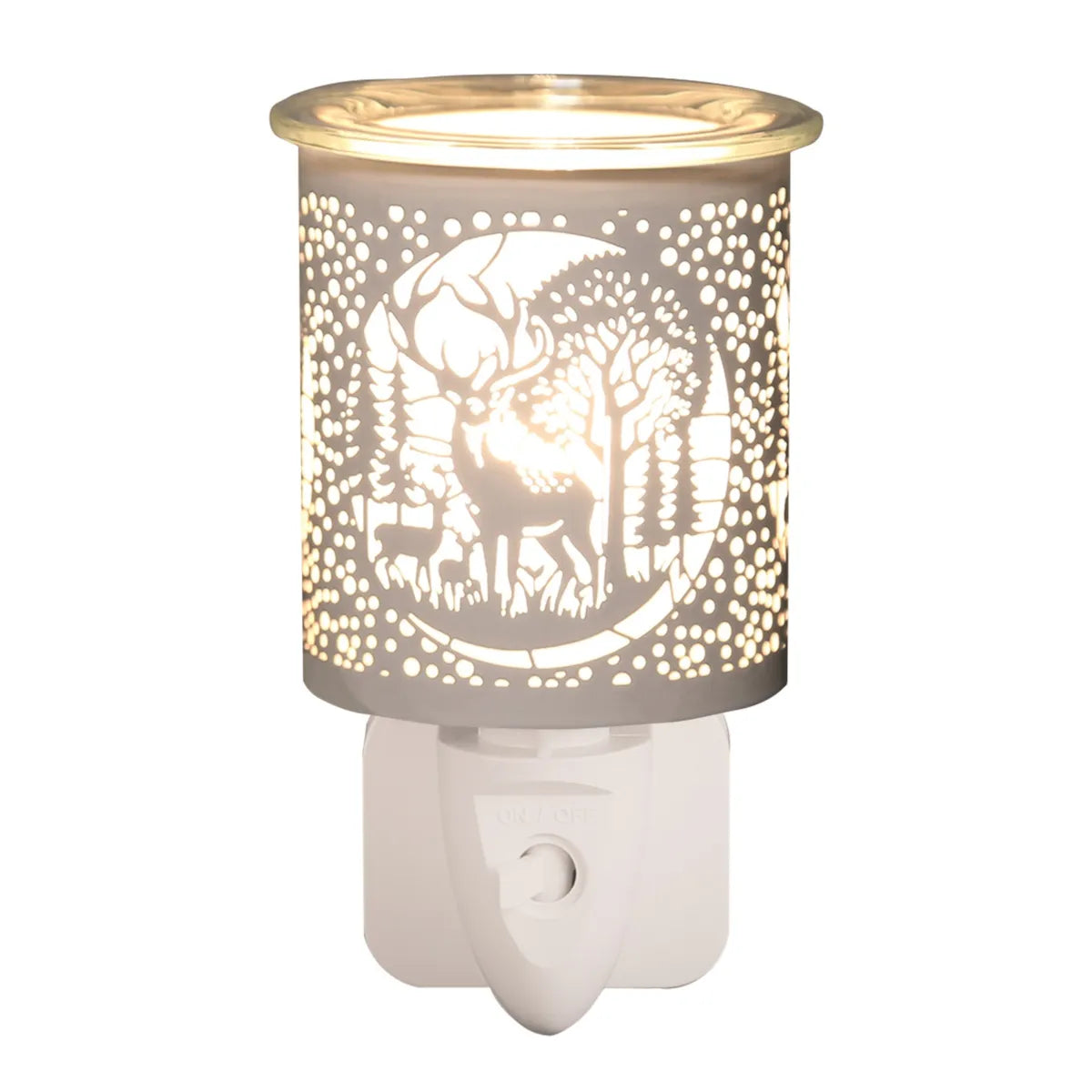 Plug In White & Gold Deer Family 13cm