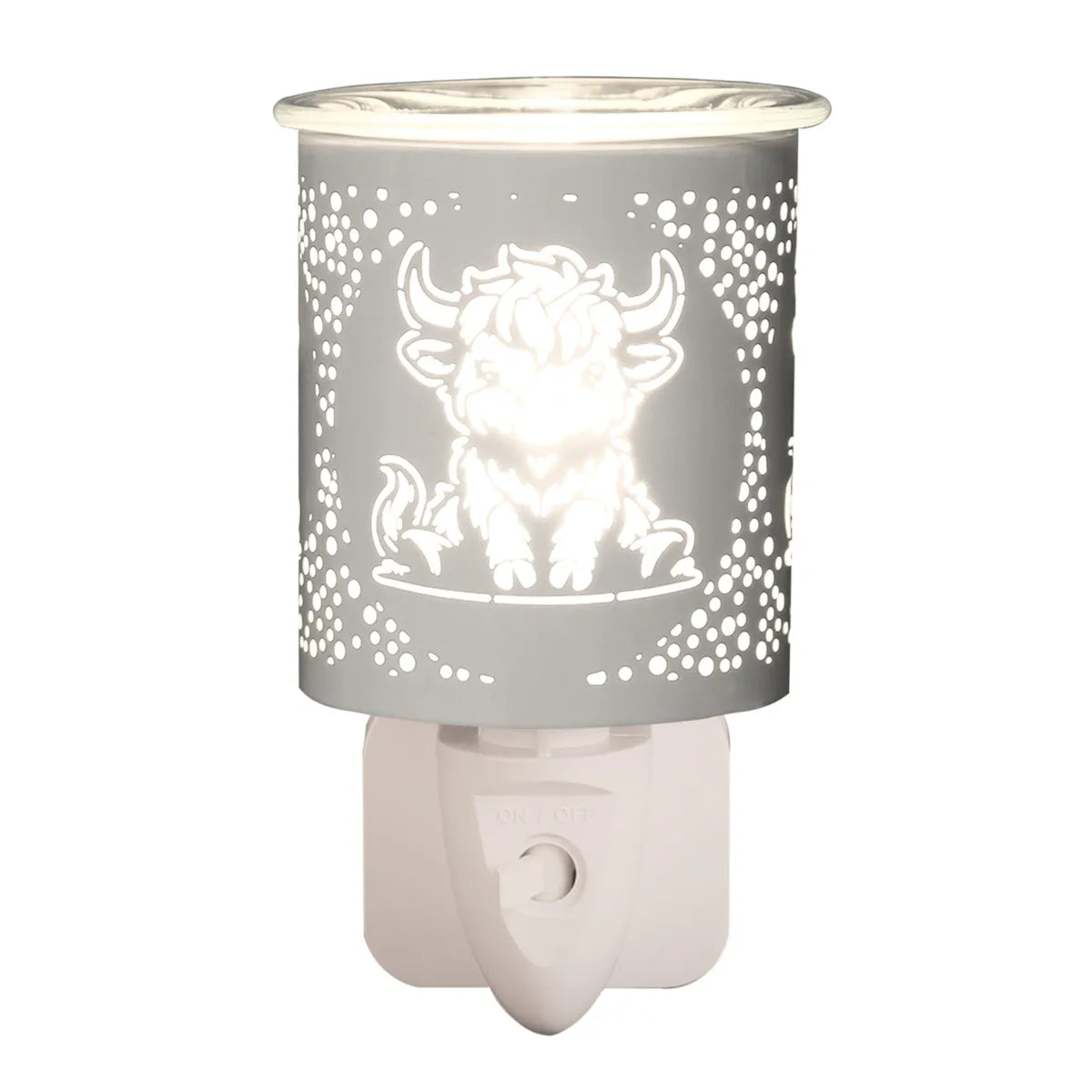 Plug In White & Gold Highland Cow 13cm