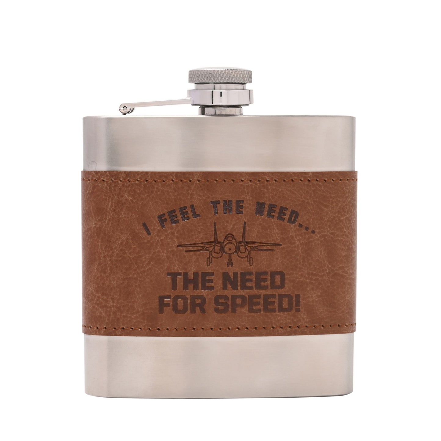 WDP Top Gun Metal Hip Flask 6oz - Brown