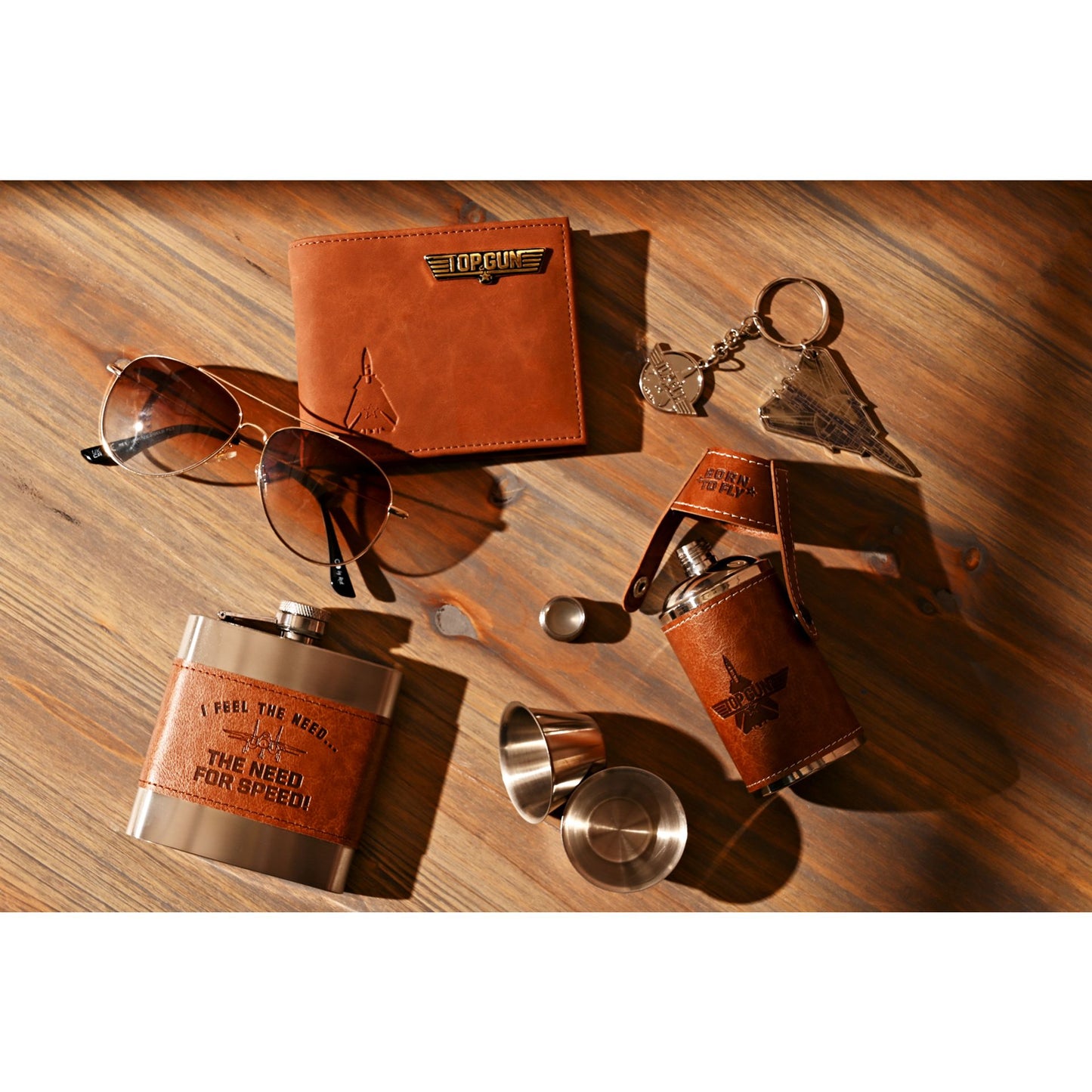 WDP Top Gun Metal Hip Flask 6oz - Brown