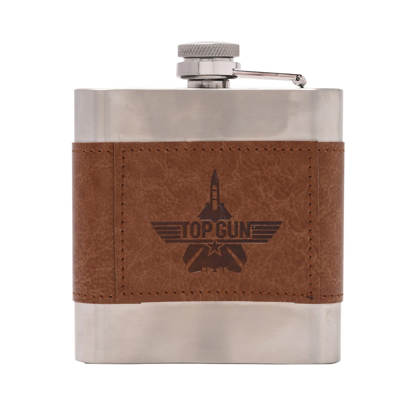 WDP Top Gun Metal Hip Flask 6oz - Brown