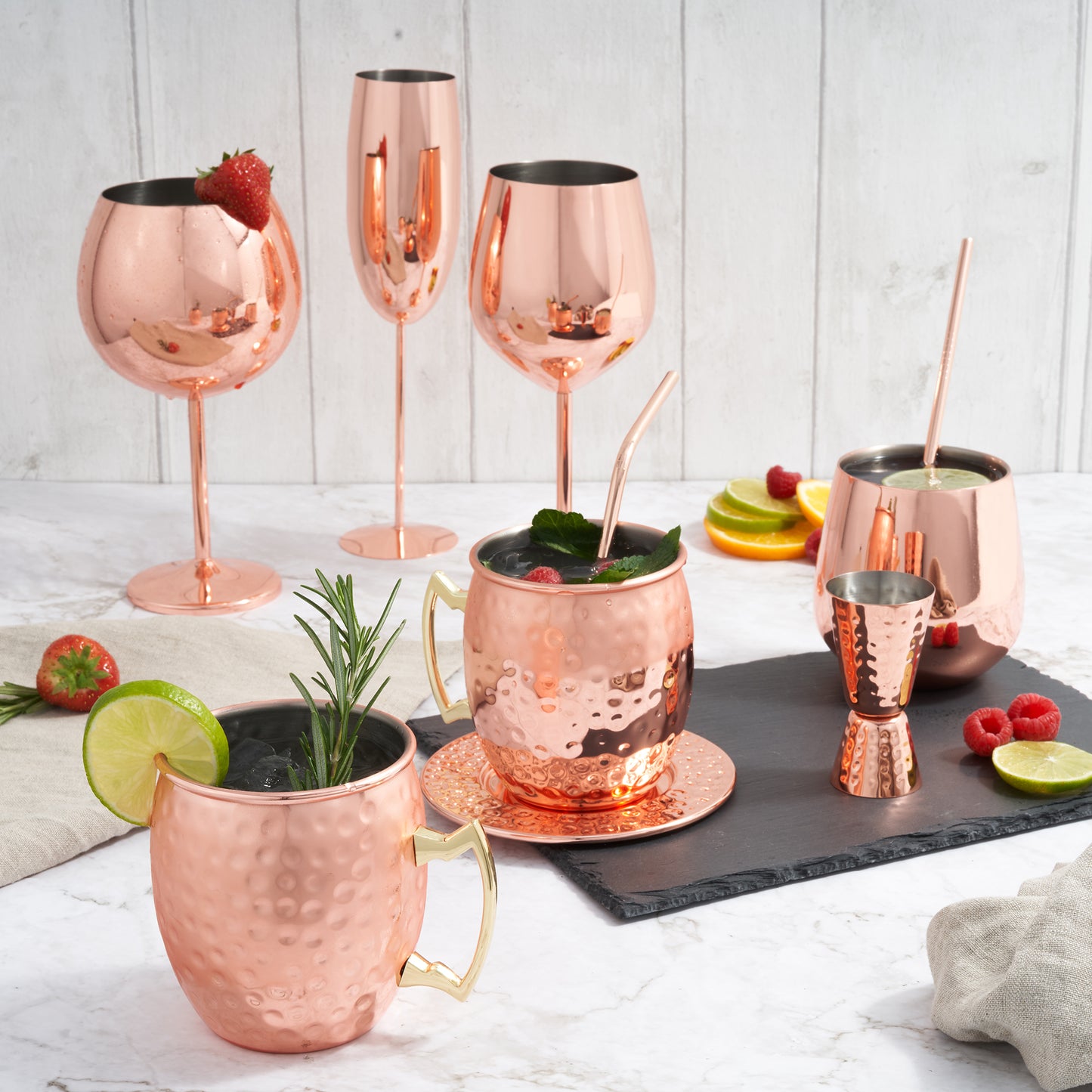 OS 4 Rose Gold Wine Glasses S/S