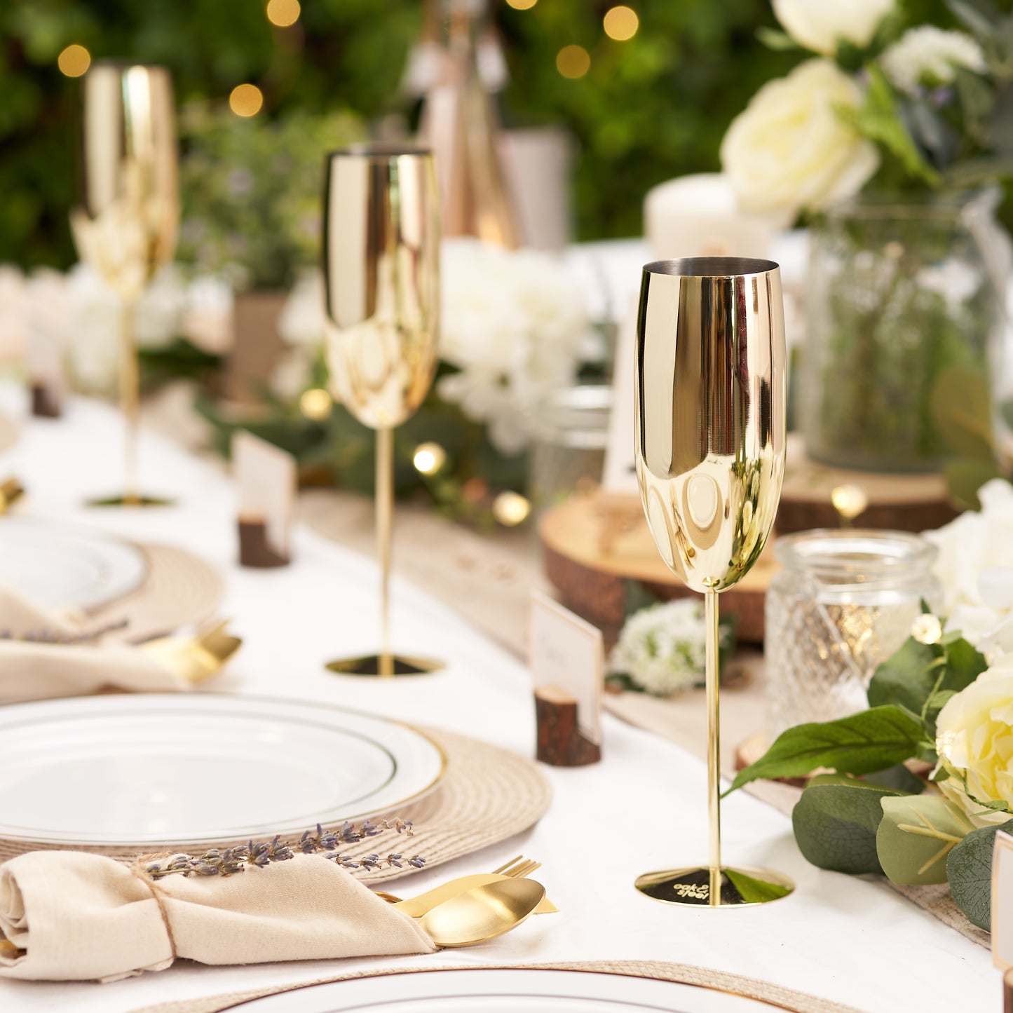 OS 2 Gold Champagne Flutes Stainless St