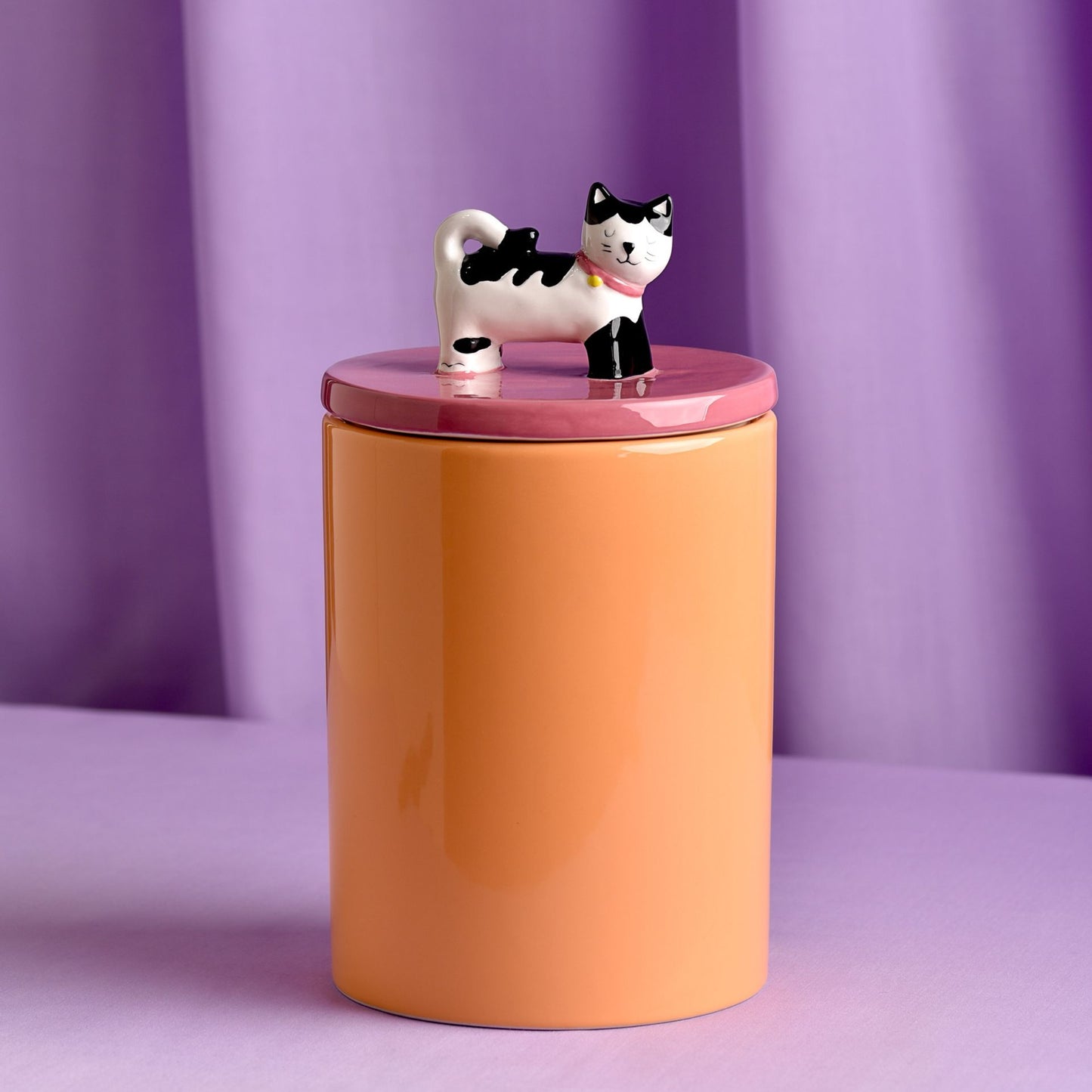 WDP Raspberry Blossom Ceramic Cat Treat Jar