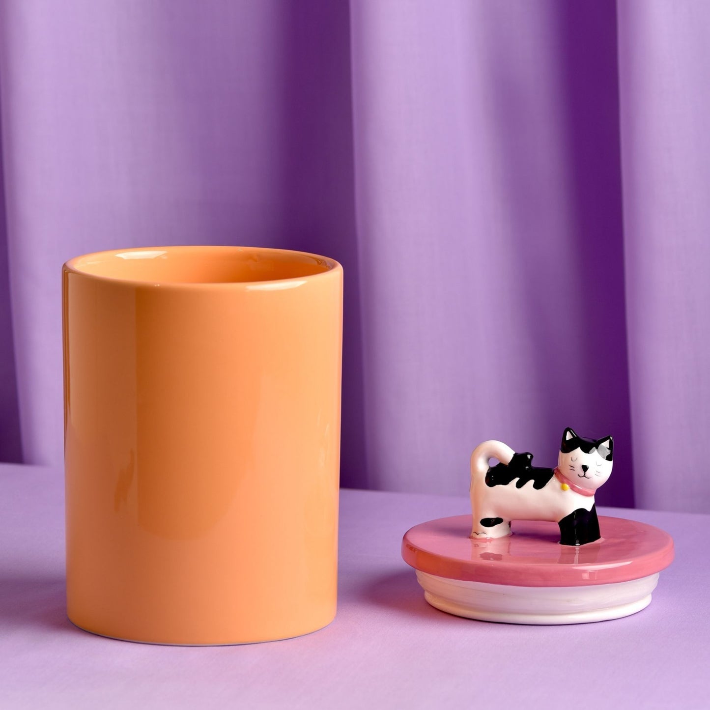 WDP Raspberry Blossom Ceramic Cat Treat Jar