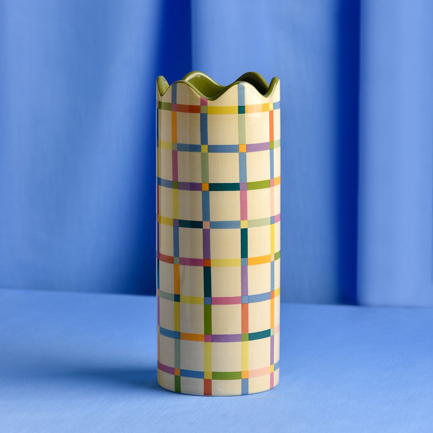 WDP Raspberry Blossom Tall Chequered Vase