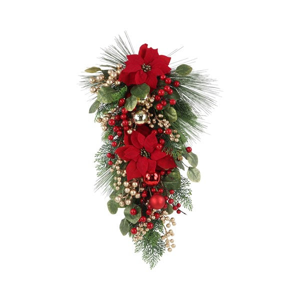 ST Red Poinsettia Swag 71cm