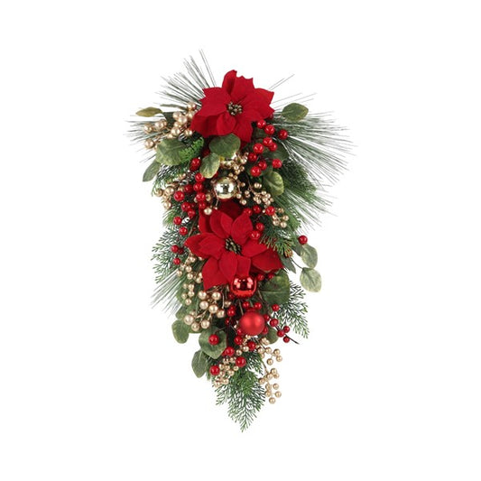 ST Red Poinsettia Swag 71cm
