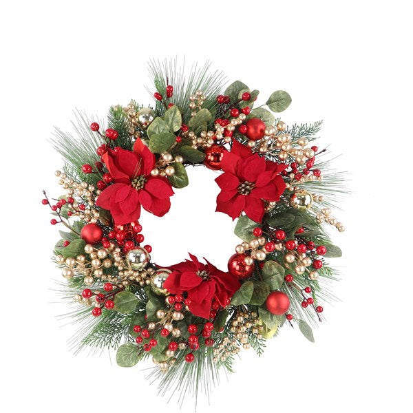 ST Red Poinsettia Wreath 60cm