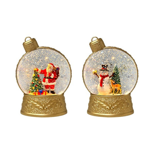 ST Santa Snowman Bauble Spinner Gold 21cm