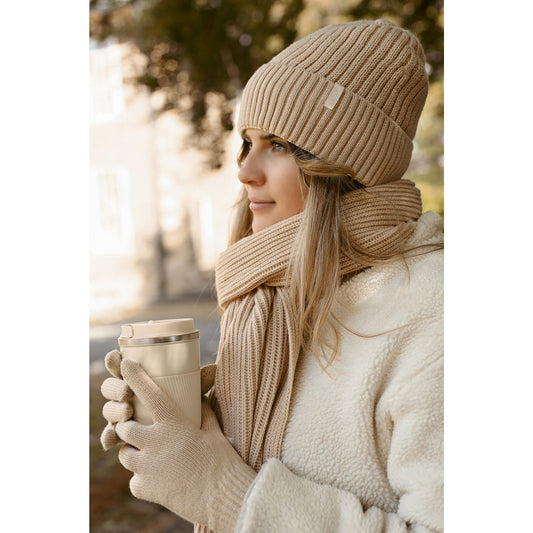 WDP Sophia Layers Cosy Knit Hat Glove & Scarf Gift Set - Nude