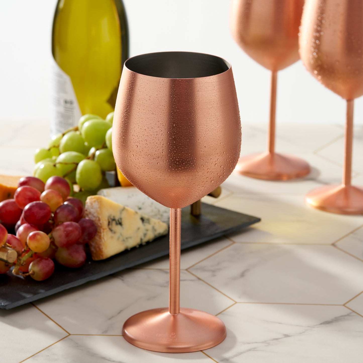 OS 4 Matt Rose Gold Wine Glasses S/S