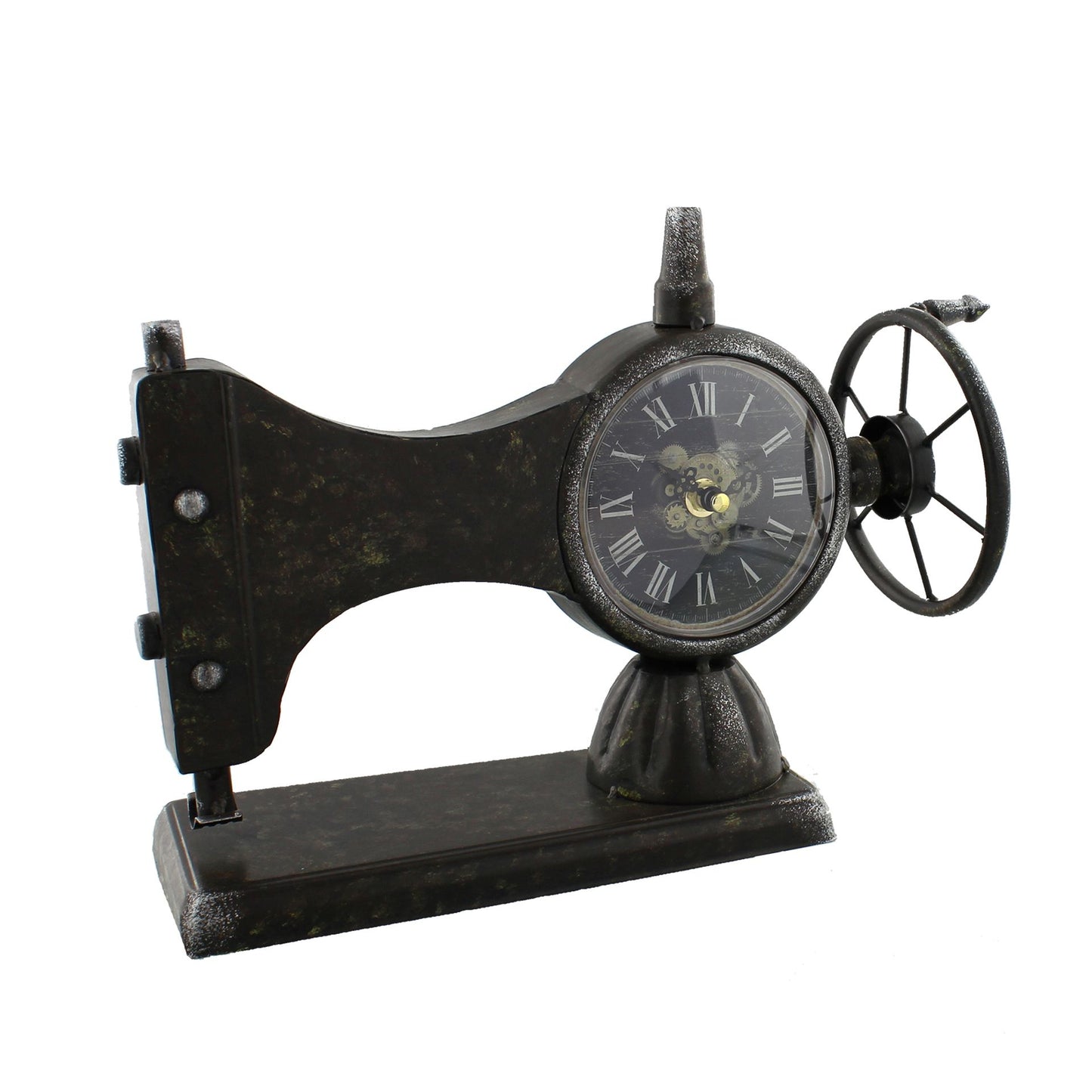 WDP Metal Mantel Clock Sewing Machine