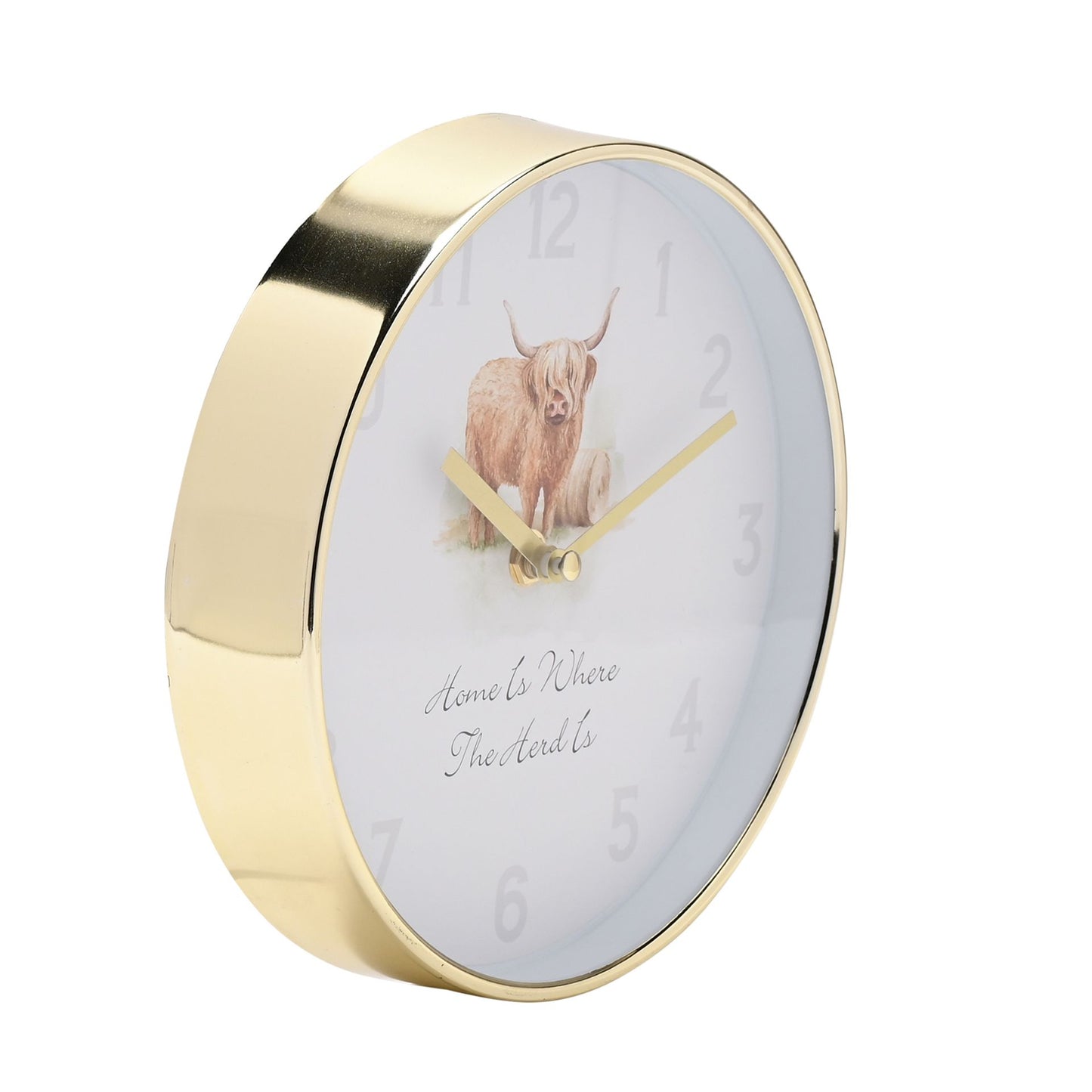 WDP Wall Clock 20cm Highland Cow Design