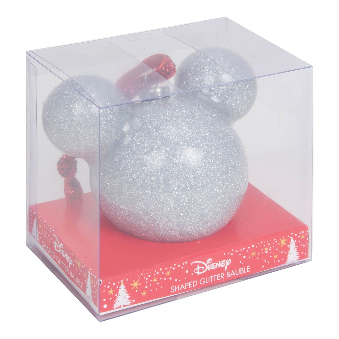 Mickey Silver Glitter Shaped Bauble