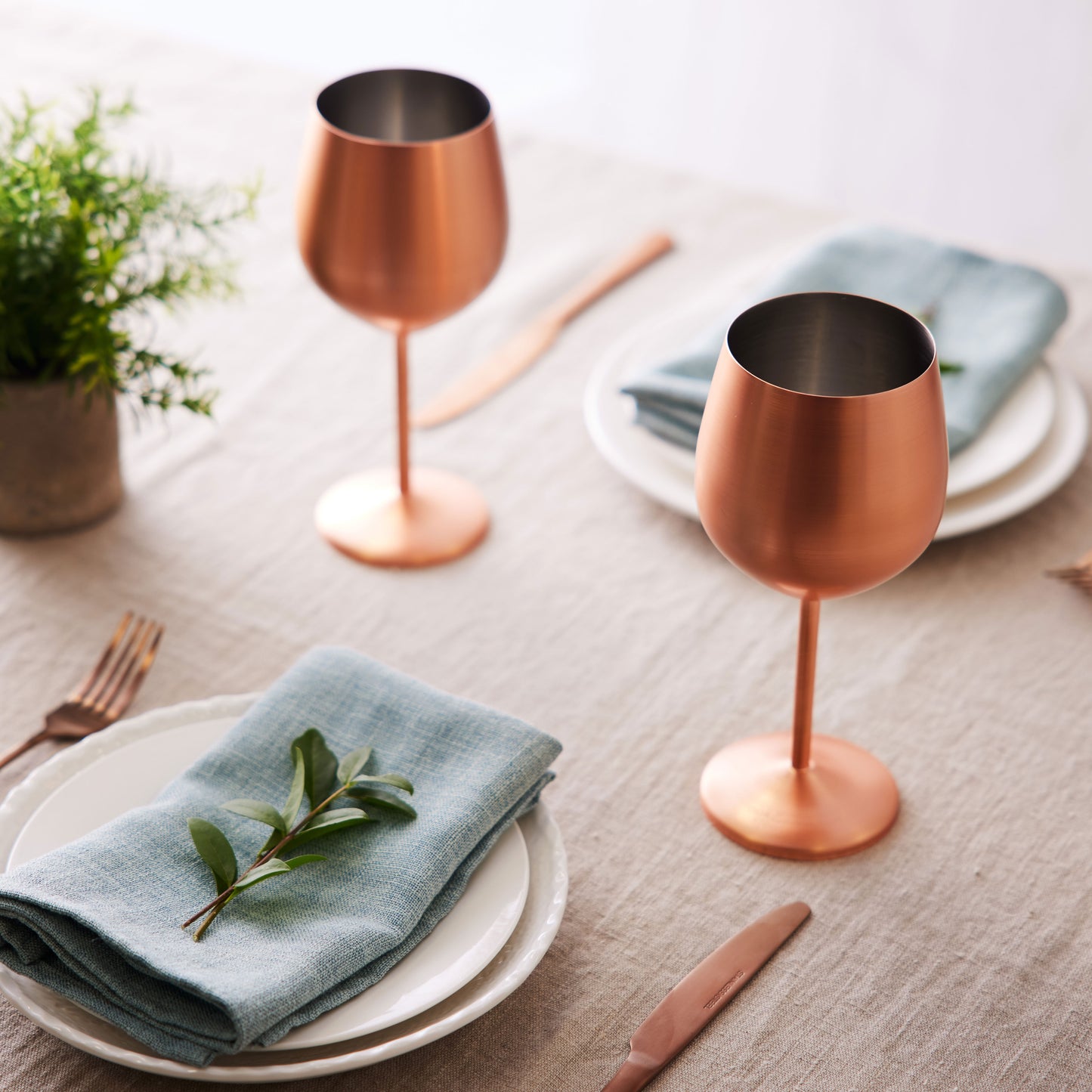 OS 4 Matt Rose Gold Wine Glasses S/S