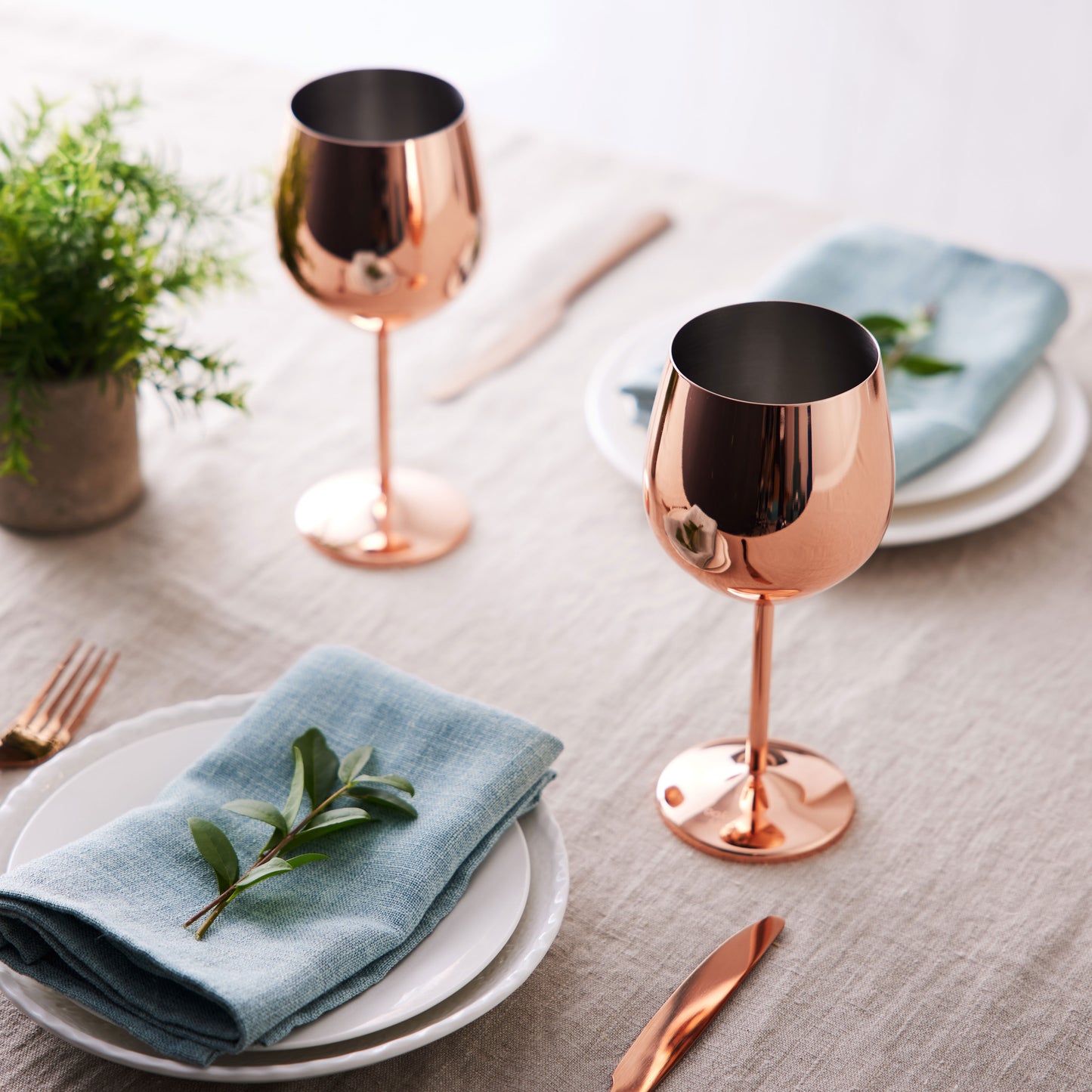 OS 4 Rose Gold Wine Glasses S/S
